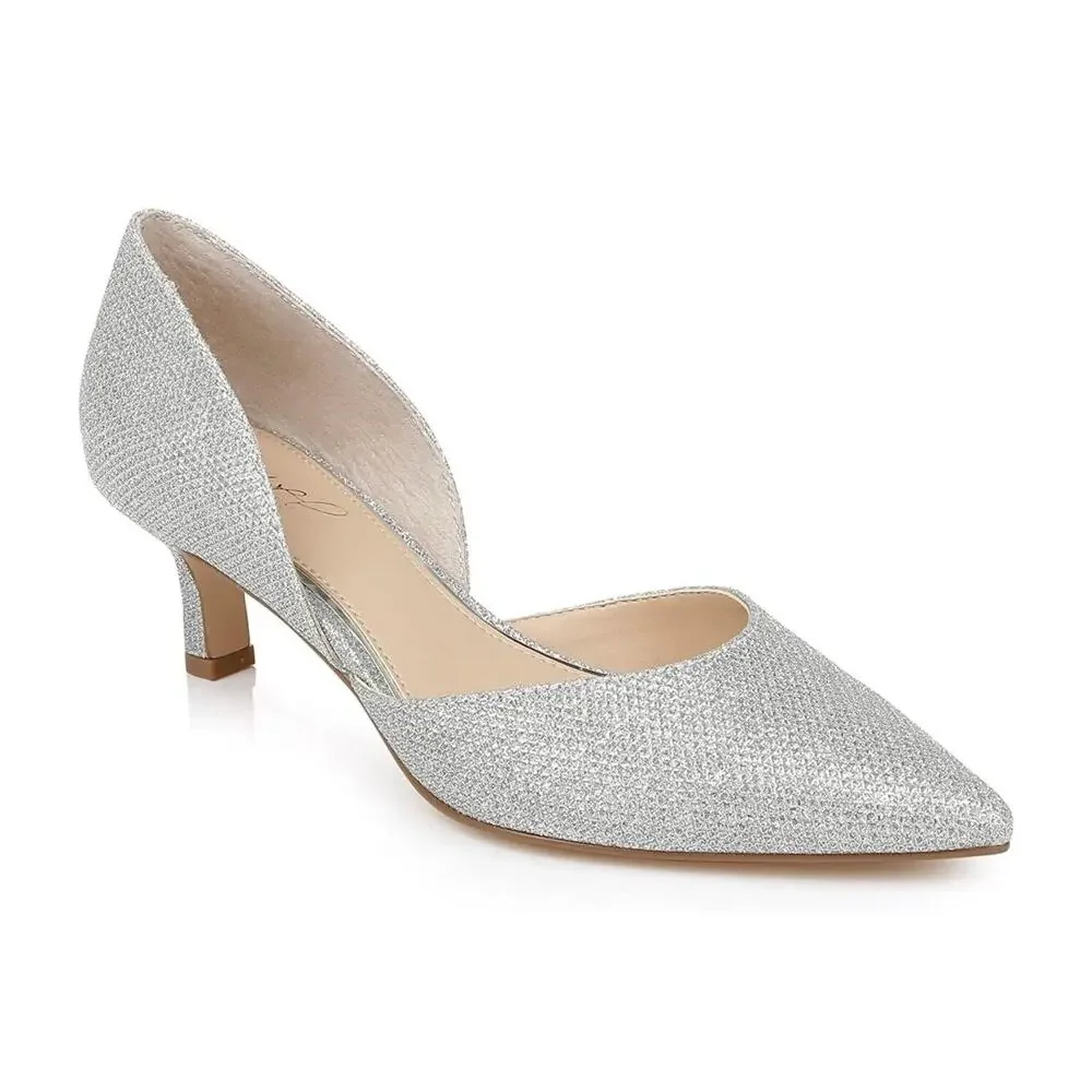 Jewel Badgley Mischka Dotty Glitter D’orsay Kitten Heel Size 5 EUC